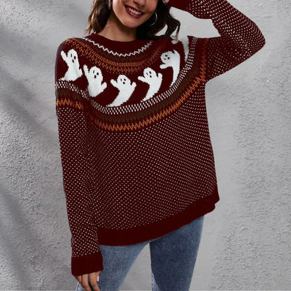 Pull de Noël stylé pour femme Halloween