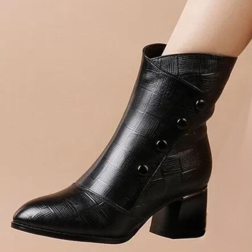 Bottines stylées - Similicuir texturé - Talon bloc haut