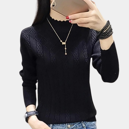 Pull col roulé femme de luxe en maille fine