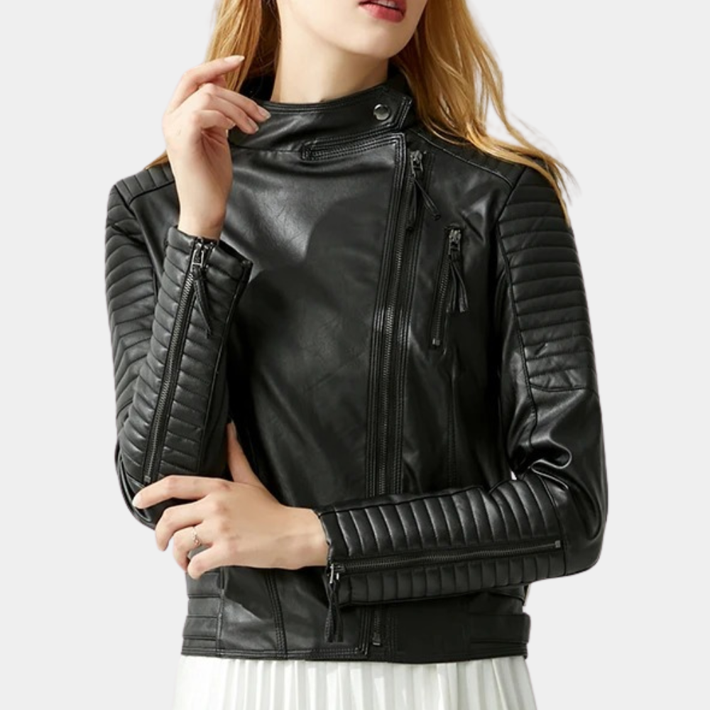 Veste de moto élégante pour femme style automne