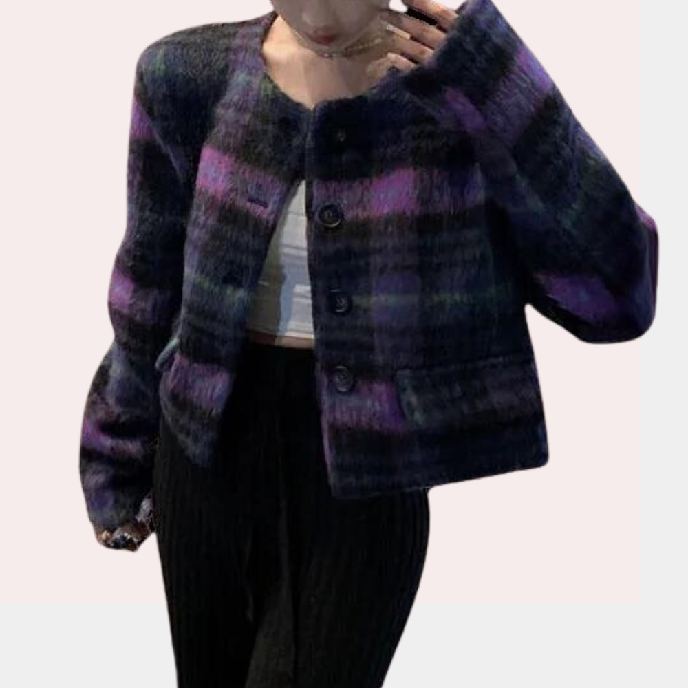 Veste d'automne tendance à carreaux pour femme
