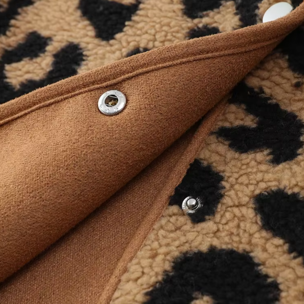 Stylischer Damenmantel Leopardenmuster Herbstmodell - IdealeKleiden