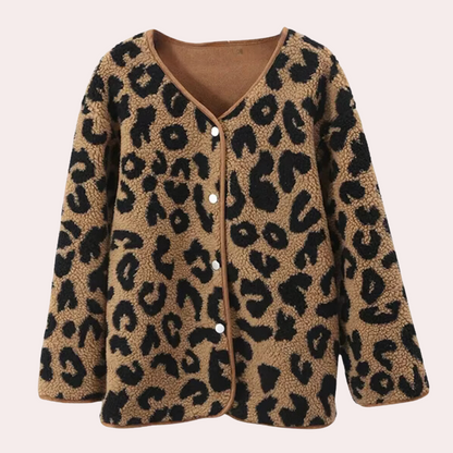 Manteau femme élégant imprimé léopard modèle automne