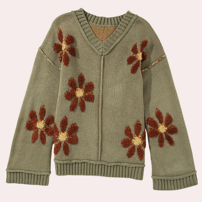 Pull élégant à fleurs pour femmes
