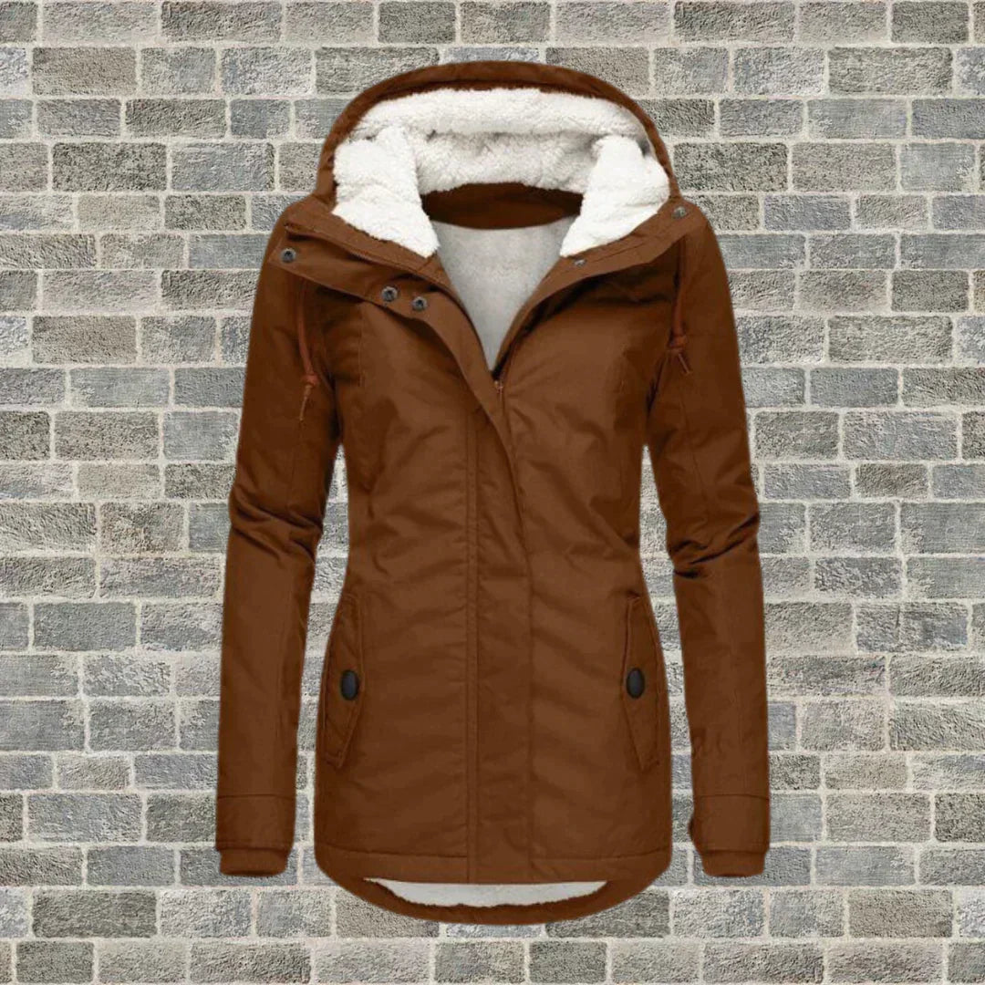 Manteau à capuche Femme Tissu plissé Coton