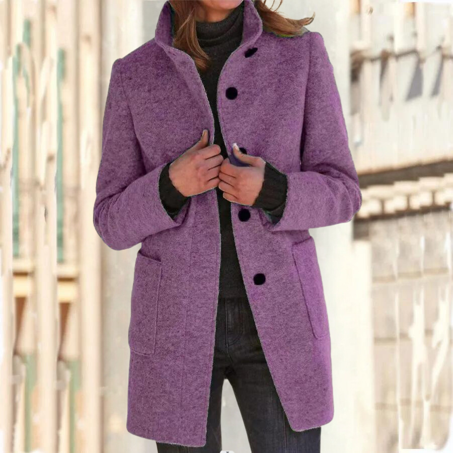 Élégant manteau pour femme à col montant