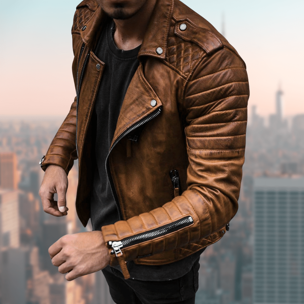 Blouson en cuir tendance, élégant et exclusif