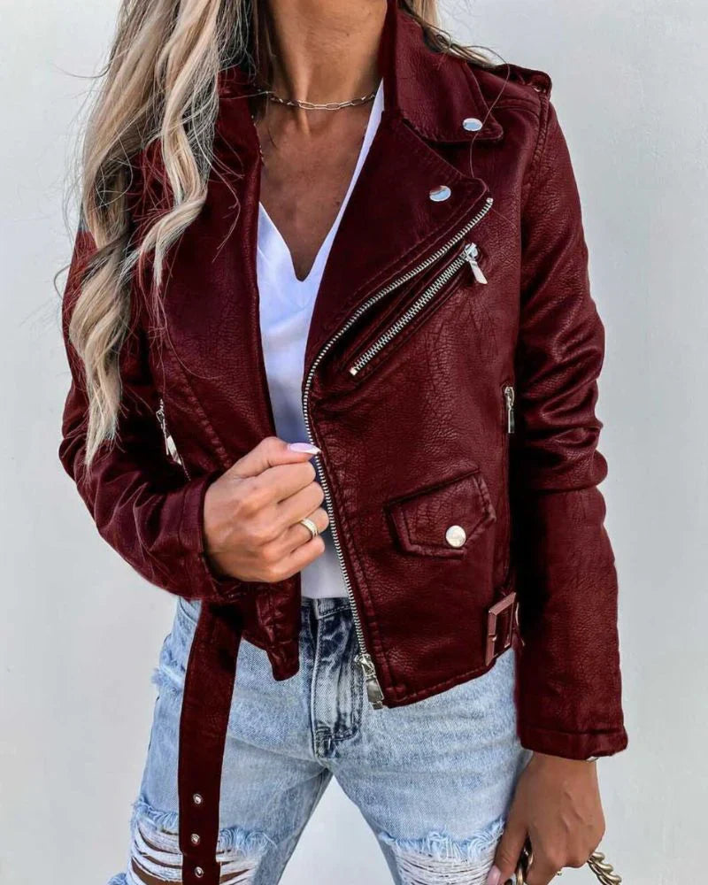 Veste d'été en cuir élégante Casey