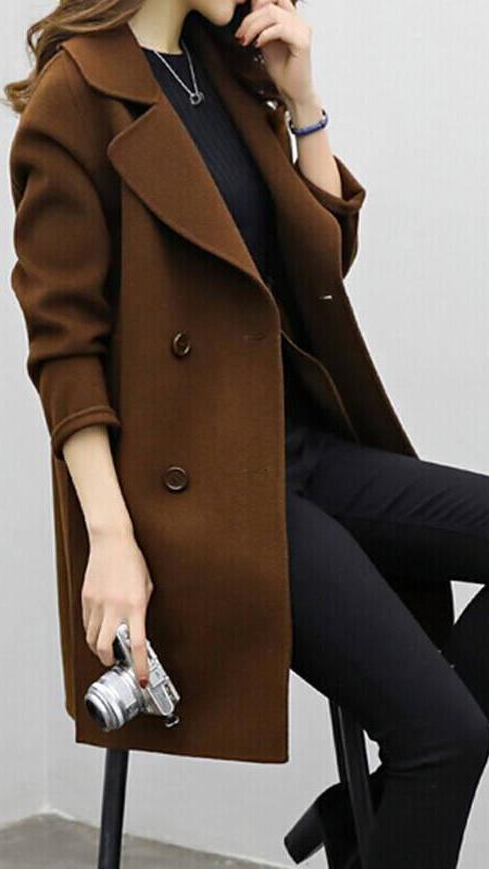 Manteau d'hiver femme élégant à double boutonnage