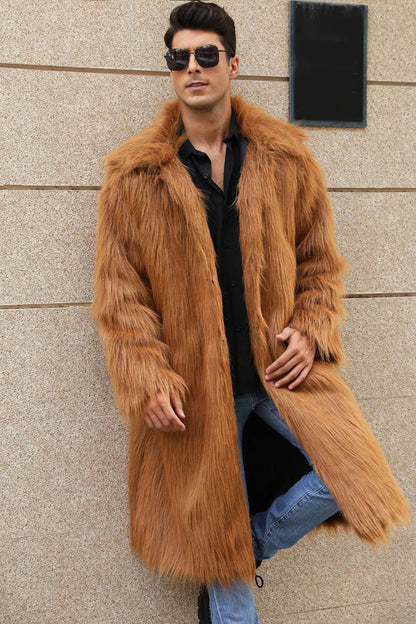 Longue parka fourrure homme élégant noir