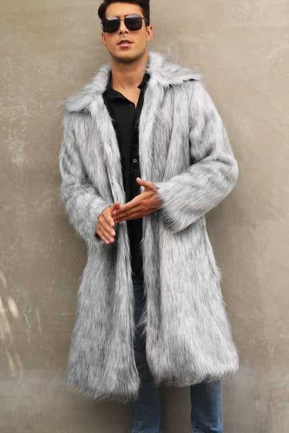 Longue parka fourrure homme élégant noir