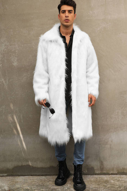 Longue parka fourrure homme élégant noir