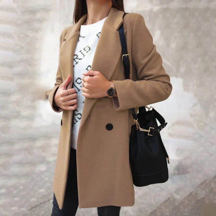 Manteau élégant pour femme en laine mélangée moderne