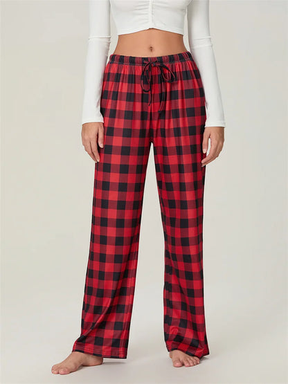 Pantalon de nuit à carreaux de Noël élastique