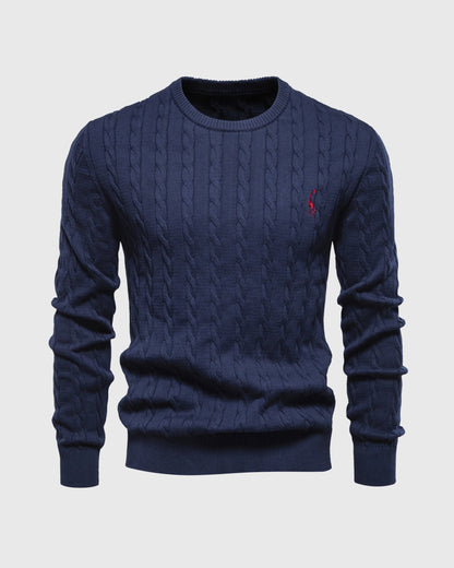 Vêtements élégants | Tricot torsadé coupe droite Poignets côtelés Détail logo