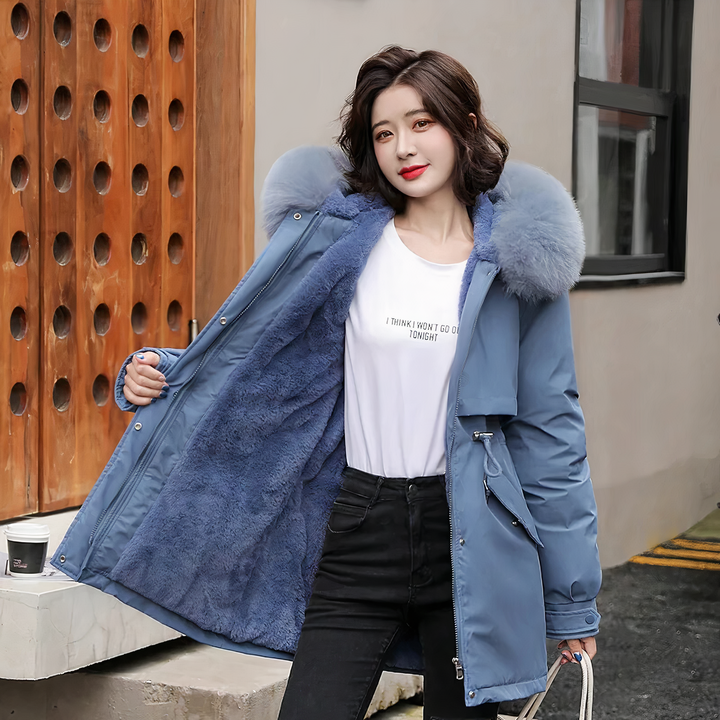 Parka élégant avec col en fourrure de luxe