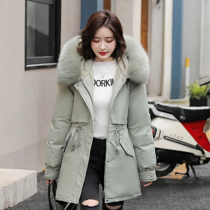Elegante Parka mit Luxus-Fellkragen - IdealeKleiden