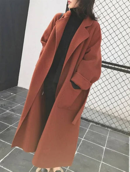 Manteau long femme mélange laine élégance