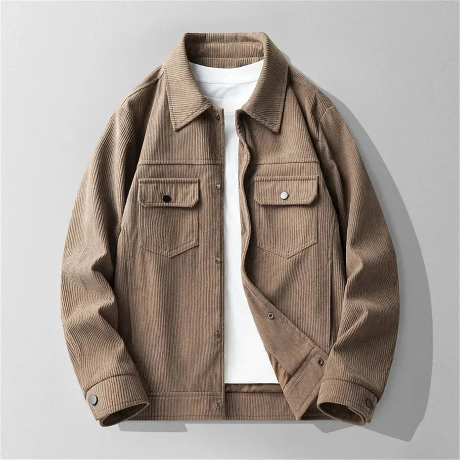 Veste élégante pour femme en velours côtelé beige
