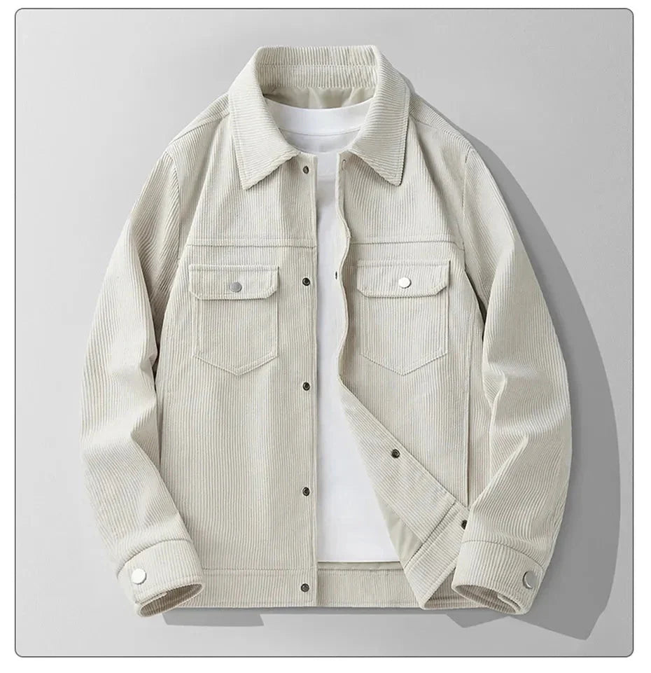 Veste élégante pour femme en velours côtelé beige