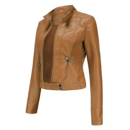 Blouson en cuir femme élégant Manteau en cuir