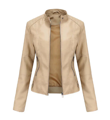 Blouson en cuir femme style Mao