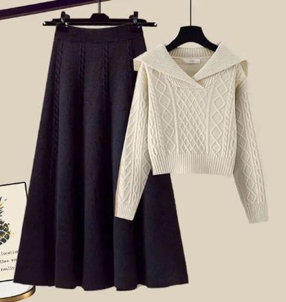 Ensemble deux pièces : Pull en maille et mini-jupe