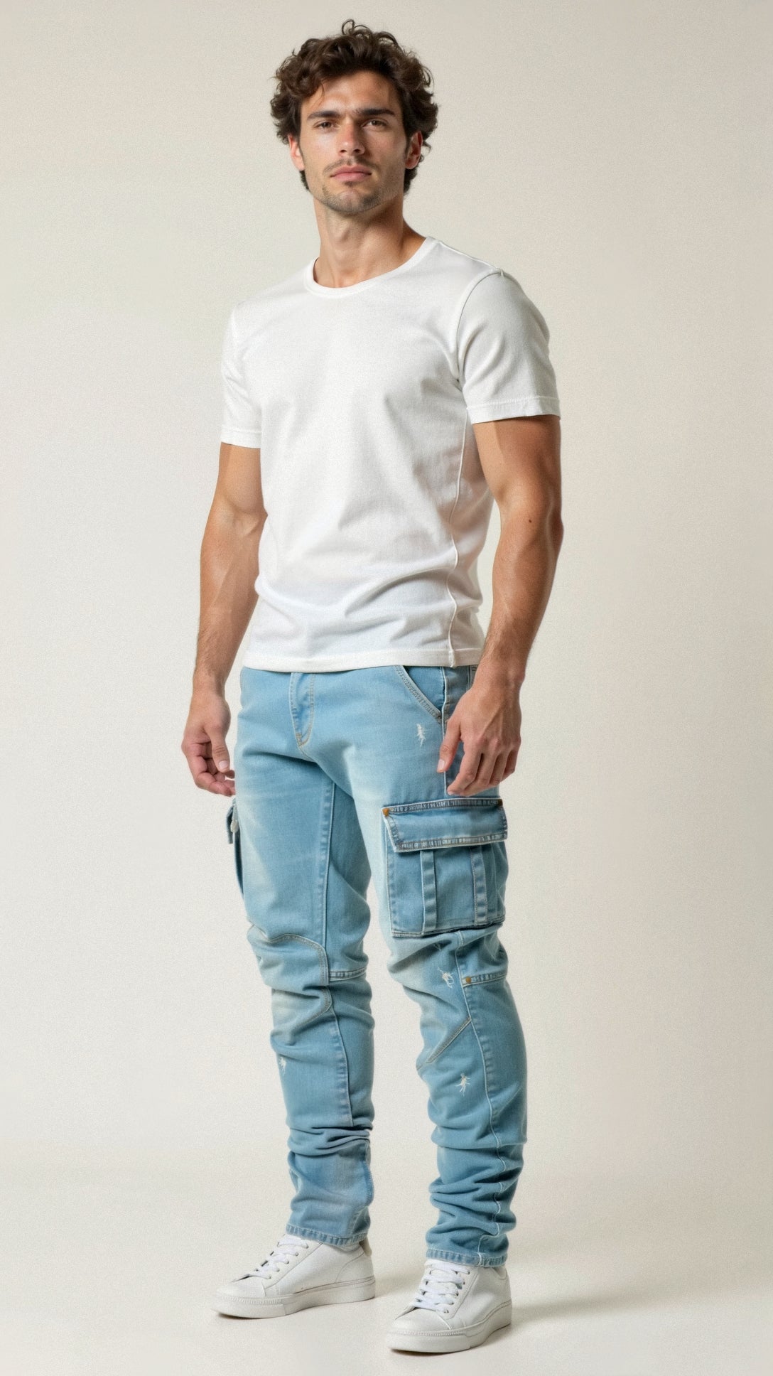 Dehnende Herren Skinny-Jeans mit Taschen - IdealeKleiden
