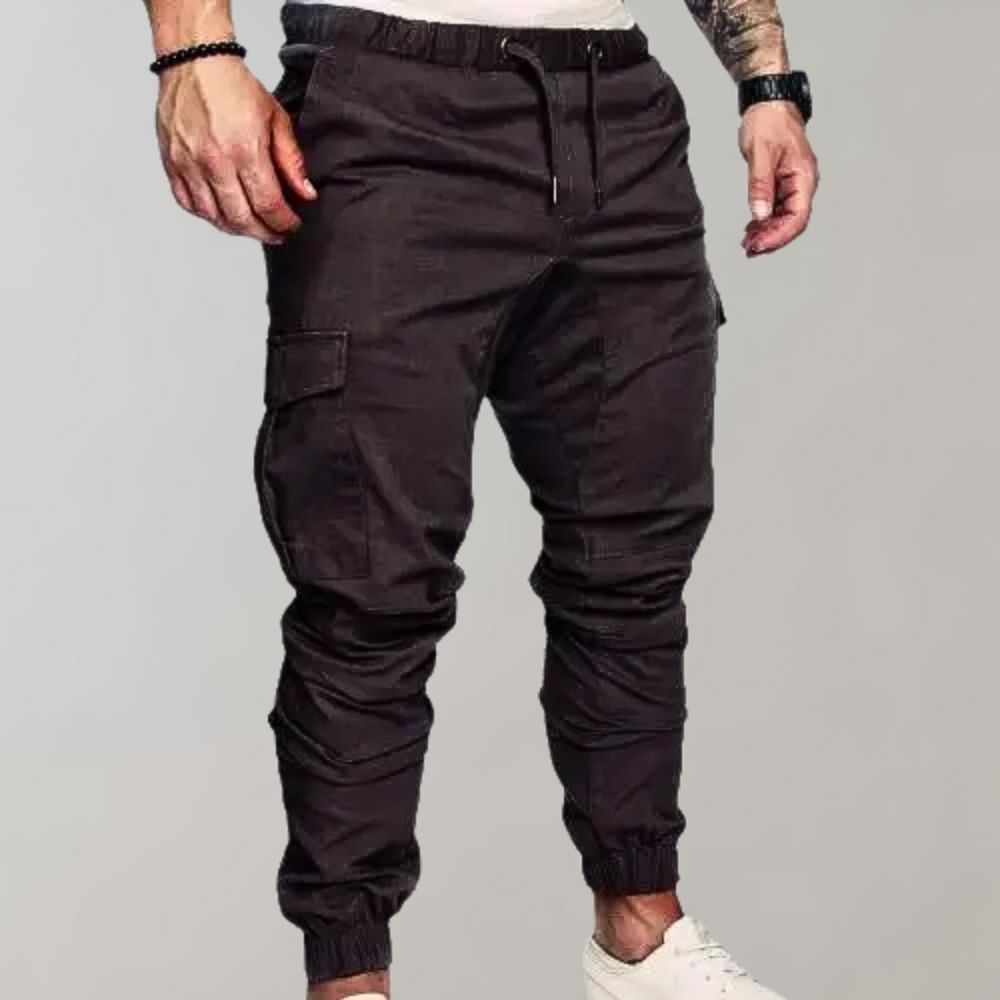 Elastische Herren Cargo Joggers mit Kordelzug - IdealeKleiden