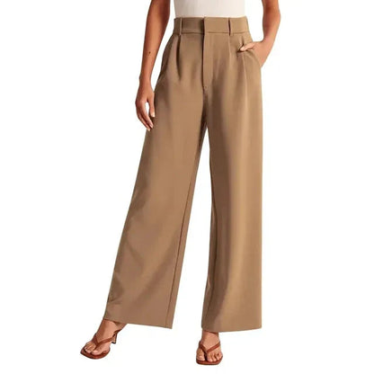 Pantalon taille haute, jambe large pour femme