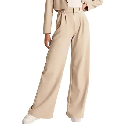Pantalon taille haute, jambe large pour femme
