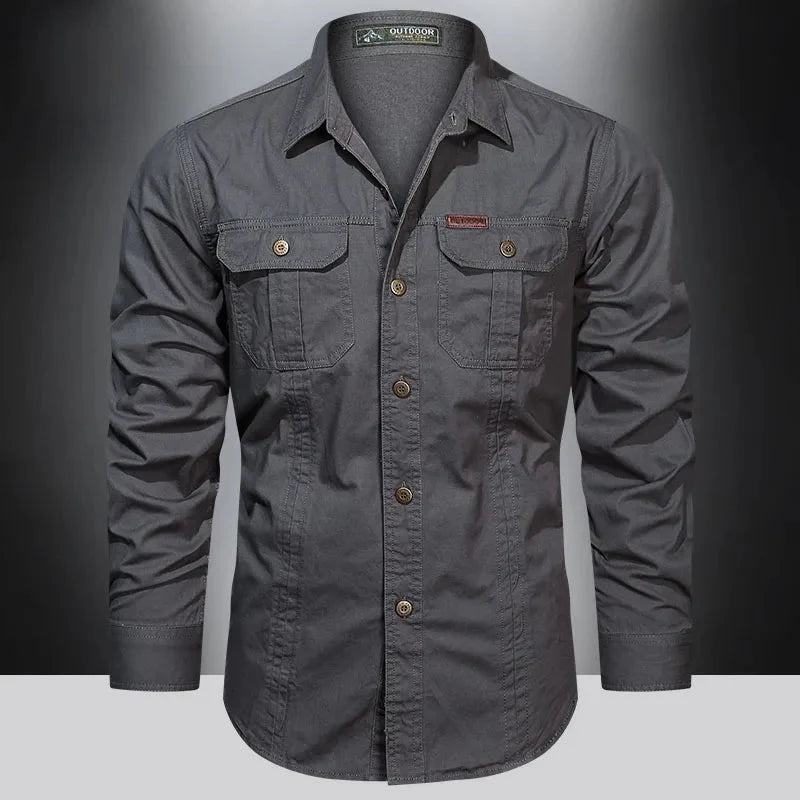 Chemise homme manches longues boutonnée avec poches