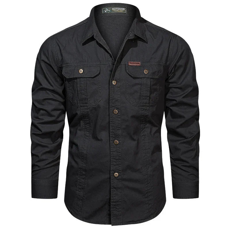 Chemise homme manches longues boutonnée avec poches