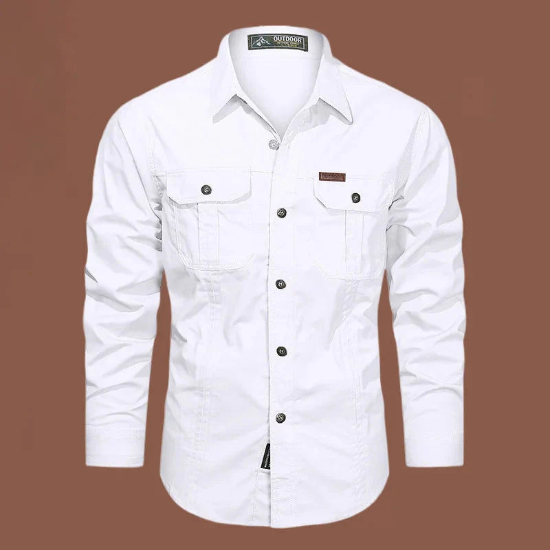 Chemise homme manches longues boutonnée avec poches