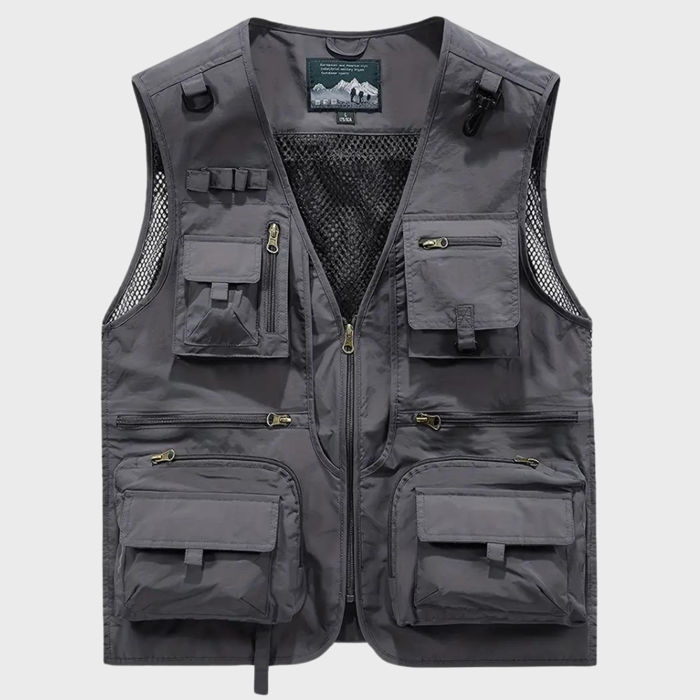 Gilet cargo pour homme, pratique, fermeture éclair