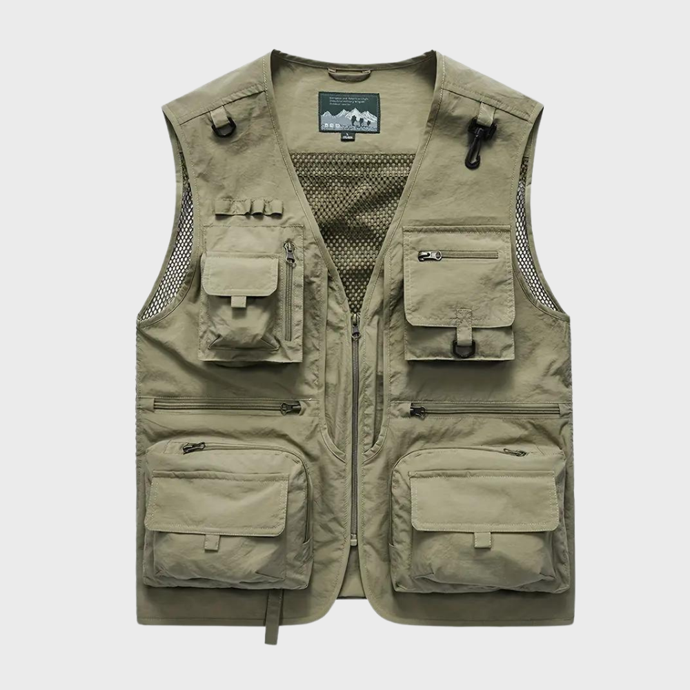 Gilet cargo pour homme, pratique, fermeture éclair