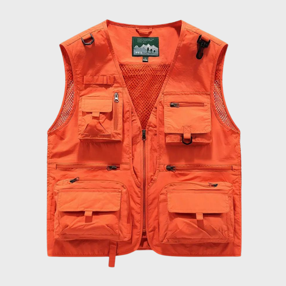 Gilet cargo pour homme, pratique, fermeture éclair