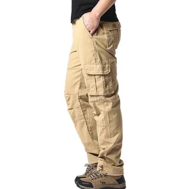 Pantalon homme élastique en coton coupe droite