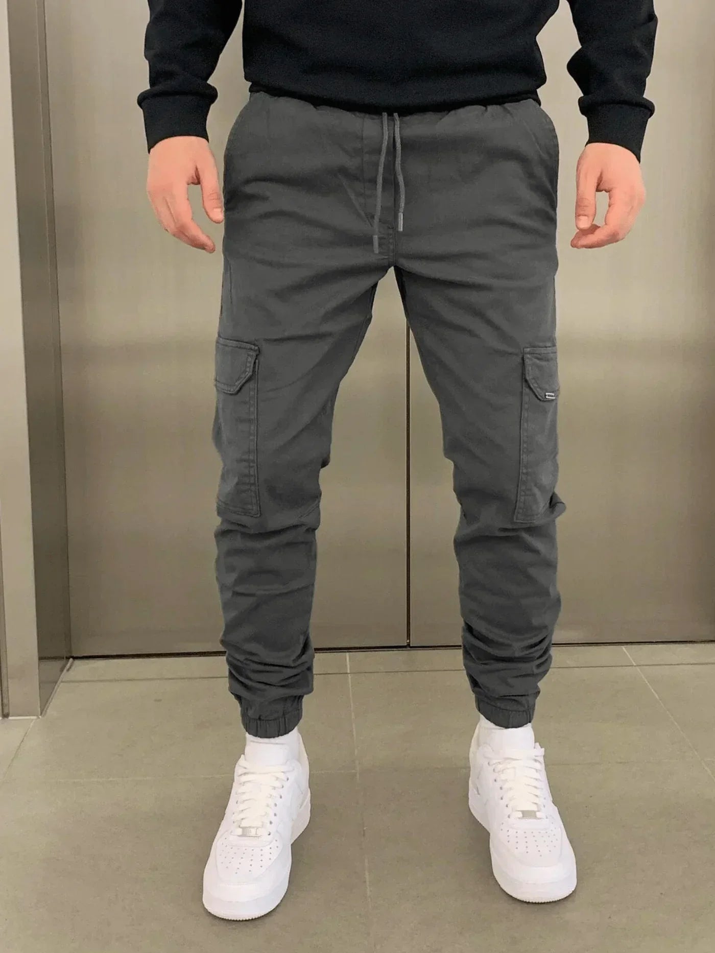 Pantalon cargo skinny pour homme avec laçage