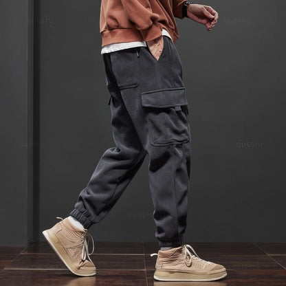 Pantalon cargo confortable pour homme aspect velours