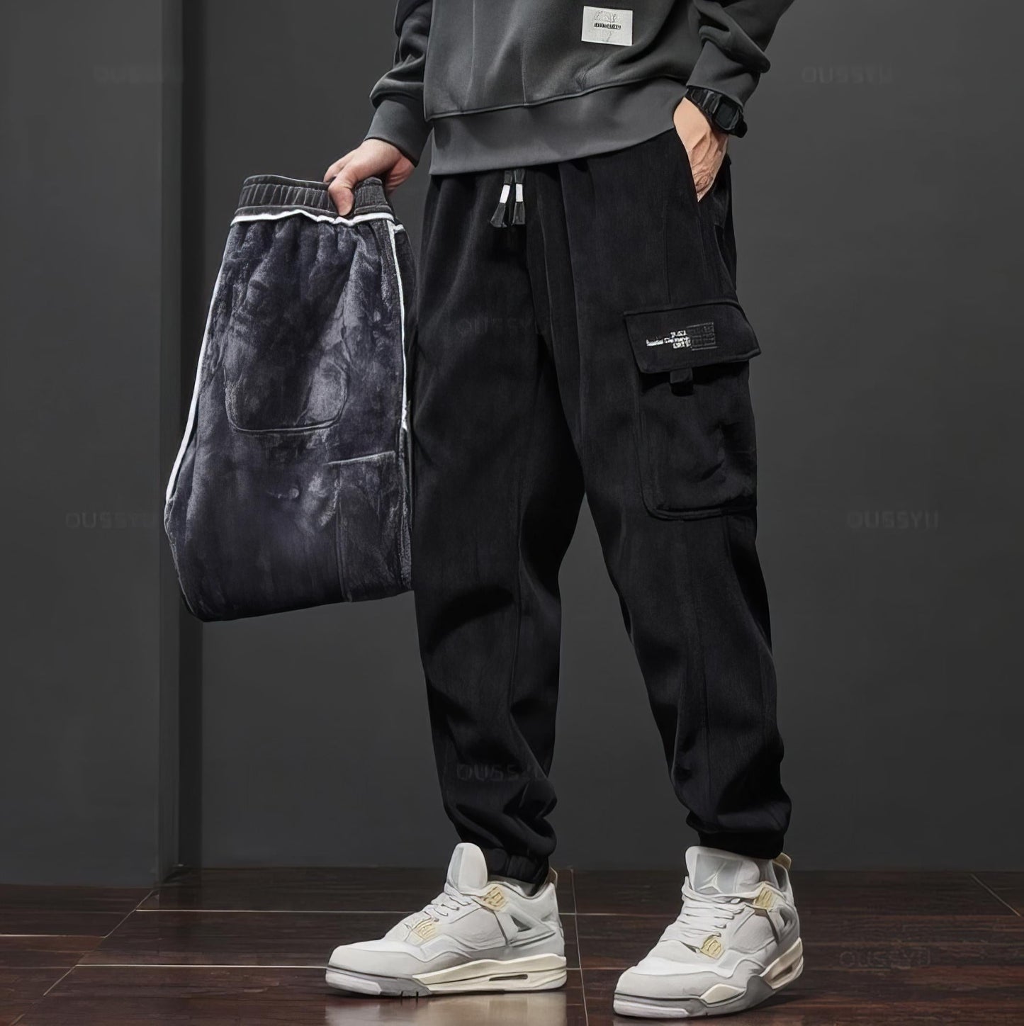 Pantalon cargo confortable pour homme aspect velours