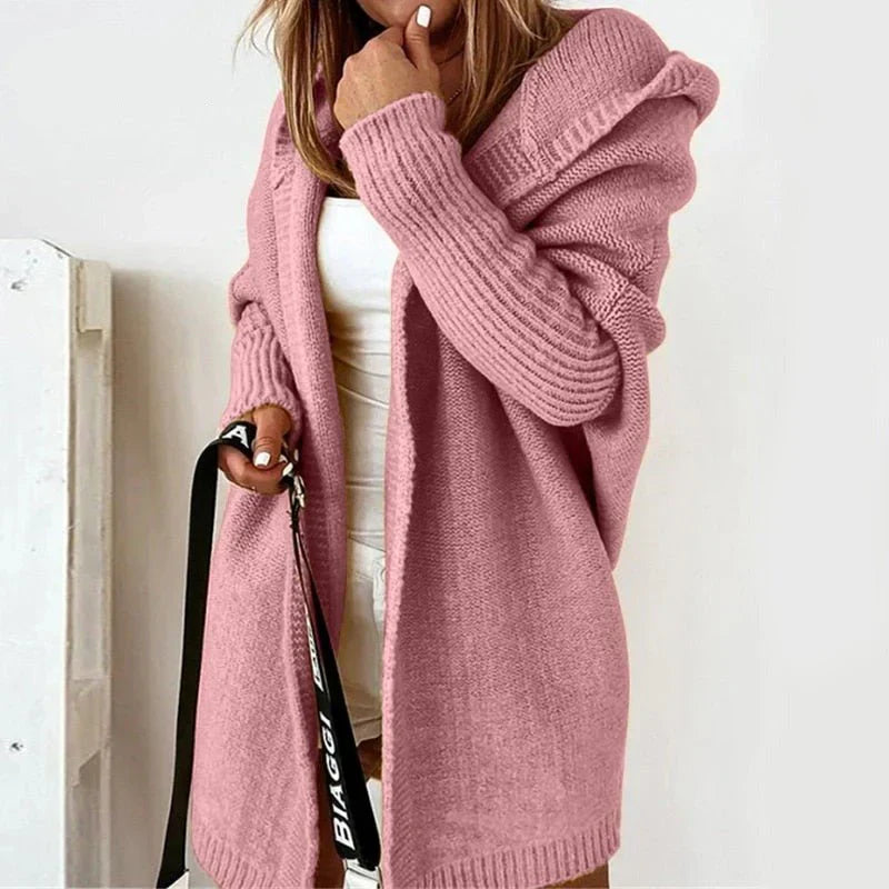 Große Strickjacke Oversized Kapuze Weich Wolle - IdealeKleiden