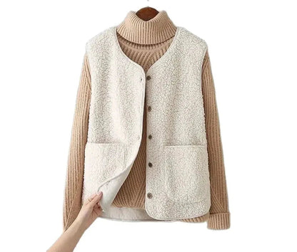 Gilet en laine pour femme avec boutons et poches