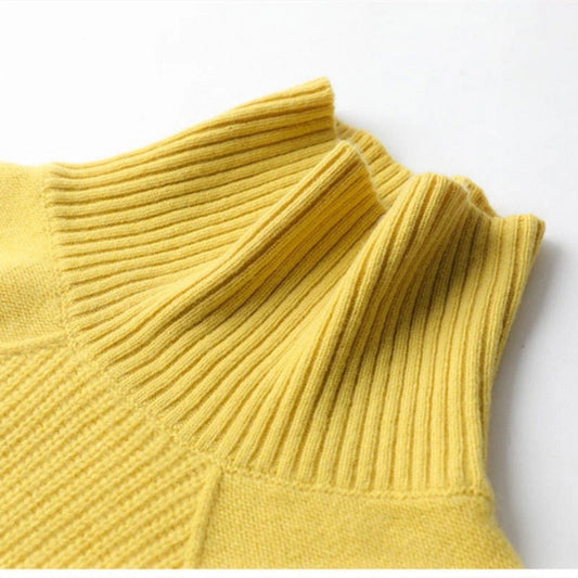 Damen Rollkragenpullover Baumwolle Bequem Warm - IdealeKleiden