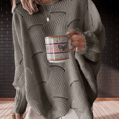 Pull-over d'automne pour femme côtelé asymétrique