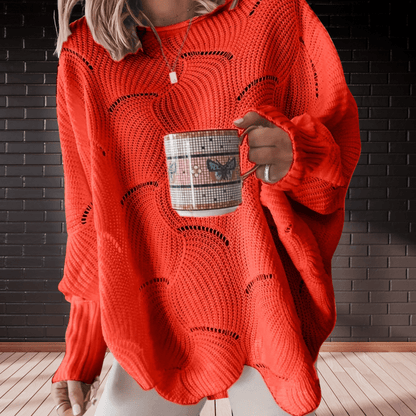 Pull-over d'automne pour femme côtelé asymétrique