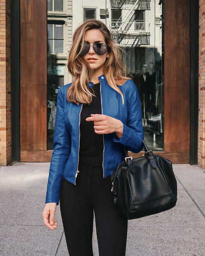 Damen Slim Fit Lederjacke - IdealeKleiden