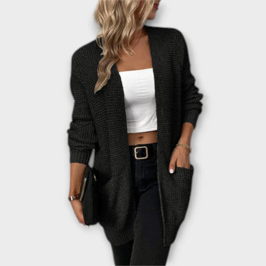 Damen Cardigan Langärmlig mit Taschen Bequem - IdealeKleiden