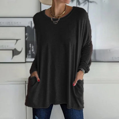 Großes Oversized Top mit Taschen Komfort - IdealeKleiden