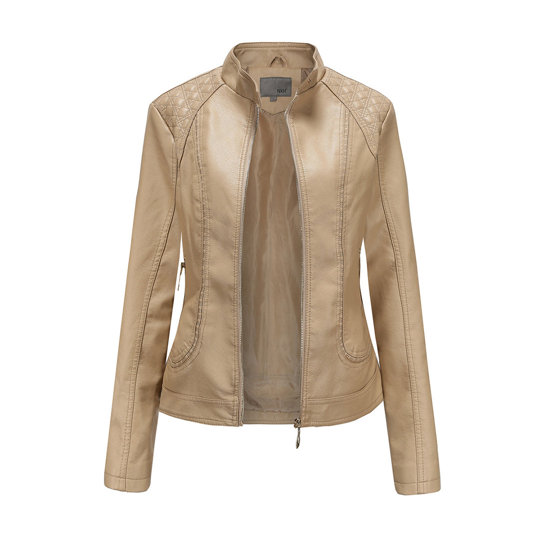 Blouson en cuir femme élégant noir Protection du cuir